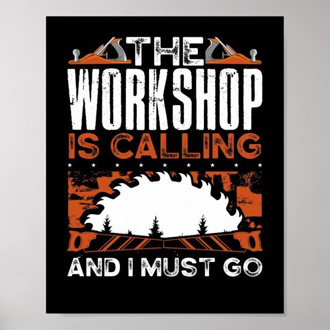 Funny Wood Werkstatt Tischler ist Poster (Vorne)