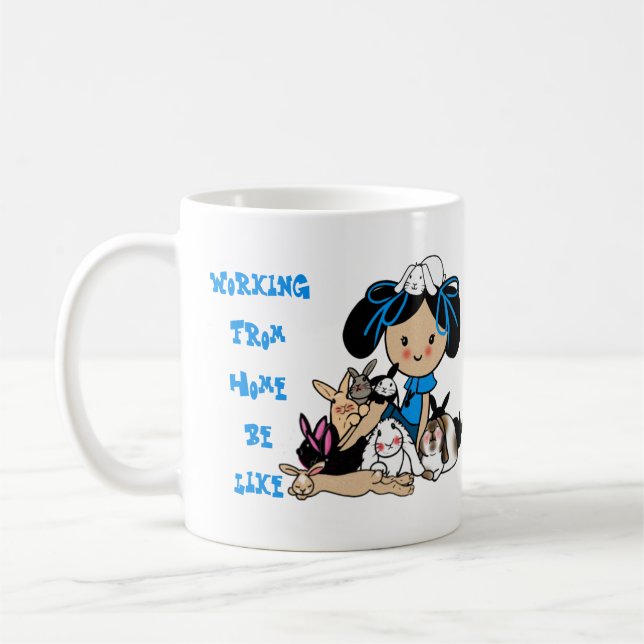 Funny Working from Zuhause Crazy Bunny Lady Rabbit Kaffeetasse (Links)