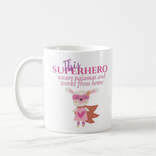 Funny Working from Zuhause Superhero trägt Pajamas Kaffeetasse