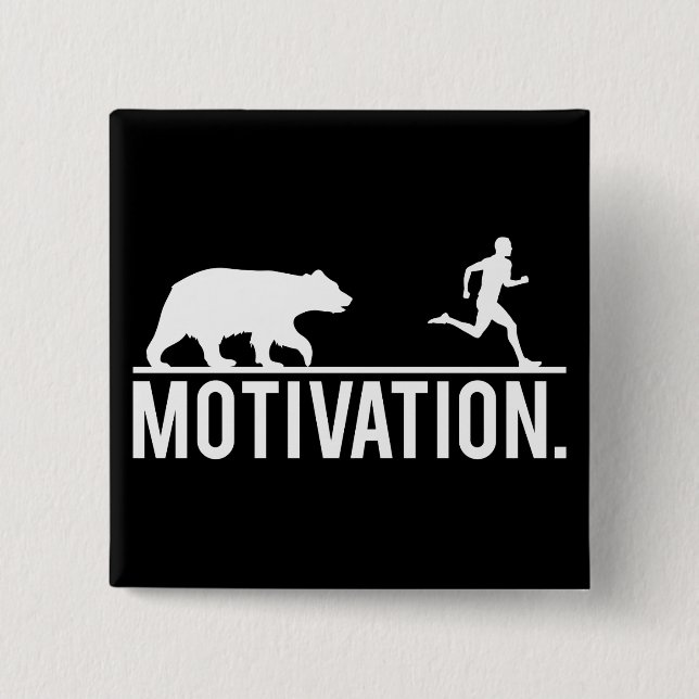 Funny Workout Motivation - Bear Chasing Jogger Button (Vorderseite)