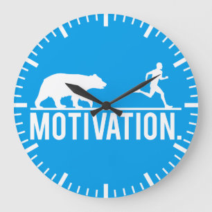 Funny Workout Motivation - Bear Chasing Jogger Große Wanduhr
