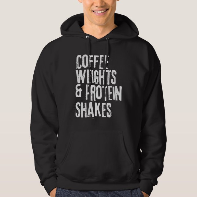 Funny Workout Sprichwort Kaffeemasse und Protein S Hoodie (Vorderseite)