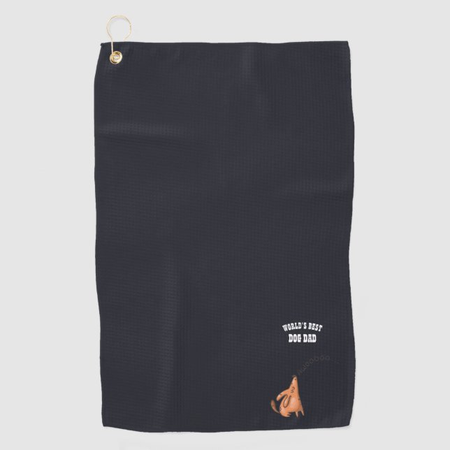Funny Worlds Best Dog Vater Golf Golfer individuel Golfhandtuch (Vorderseite)