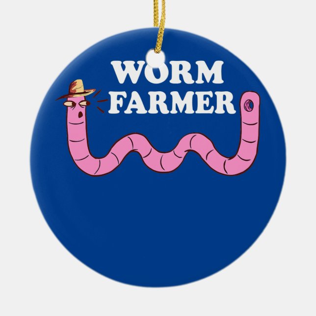 Funny Worm Bauer Gartenwurm Wurm Farm Red Wiggler Keramik Ornament (Vorne)