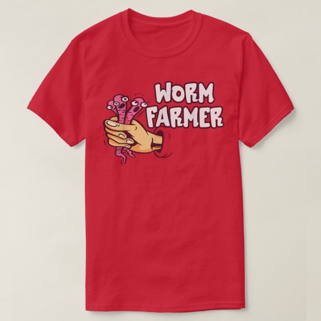 Funny Worm Bauer Handfang Wurm Kompostierung Garde T-Shirt (Design vorne)