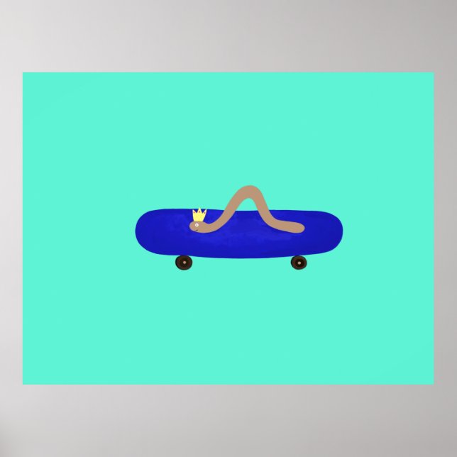Funny worm on a skateboard  poster (Vorne)