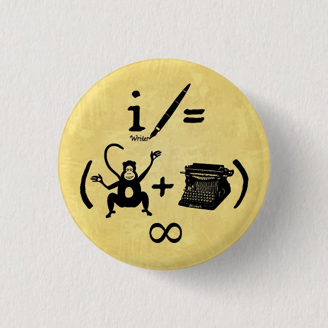 Funny Writer Monkey Schreibmaschine Equation Button (Vorderseite)