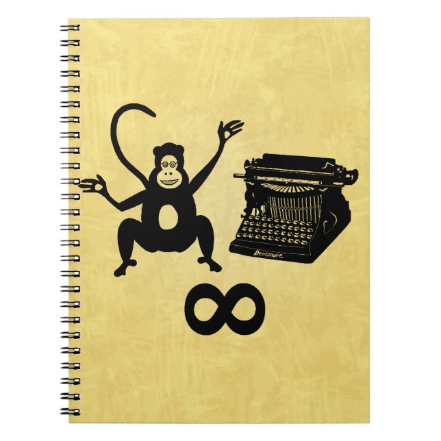 Funny Writer Monkey Schreibmaschine Infinity Notizblock (Vorderseite)