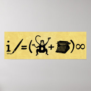 Funny Writer Monkey Schreibwriter Equation Poster