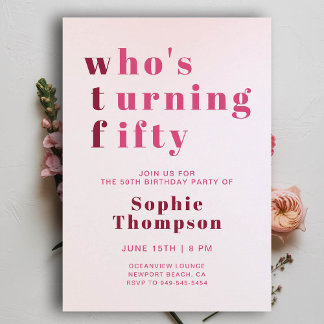 Funny WTF Pink Burgundy Sassy 50. Geburtstagsparty Einladung