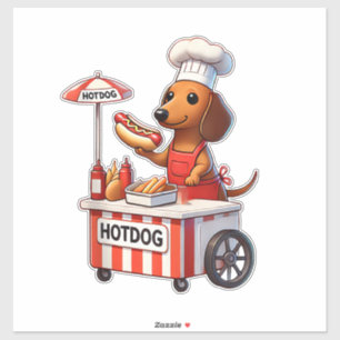 Funny Würstchen Dackel Dog Sausage Hotdog Sandwich Aufkleber