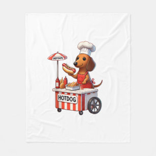 Funny Würstchen Dackel Dog Sausage Hotdog Sandwich Fleecedecke
