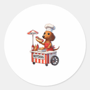 Funny Würstchen Dackel Dog Sausage Hotdog Sandwich Runder Aufkleber