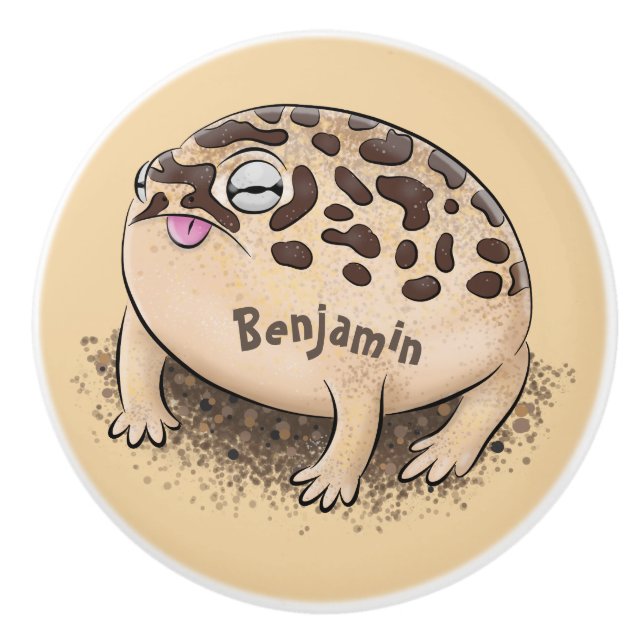 Funny Wüste Regenfrosch Cartoon Illustration Keramikknauf (Vorderseite)