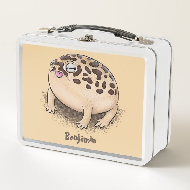 Funny Wüste Regenfrosch Cartoon Illustration Metall Brotdose (Vorderseite)