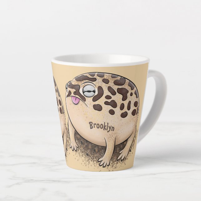 Funny Wüste Regenfrosch Cartoon Illustration Milchtasse (Rechte Ecke)