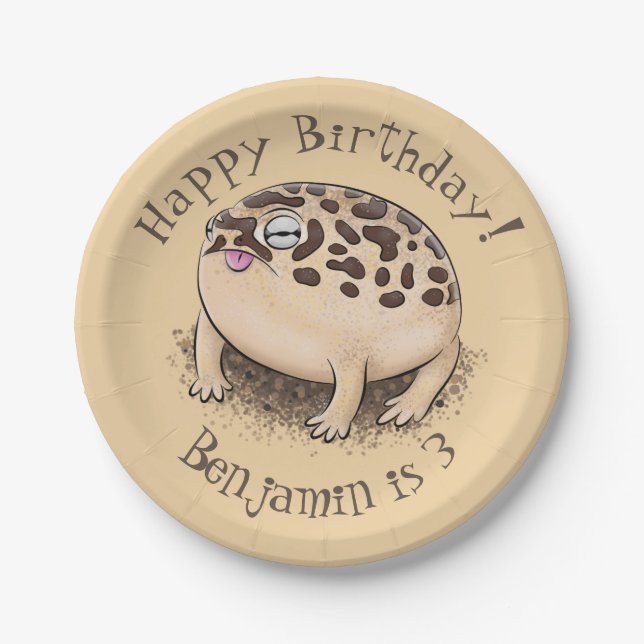 Funny Wüste Regenfrosch Cartoon Illustration Pappteller (Vorderseite)