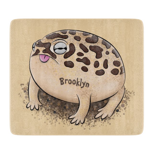 Funny Wüste Regenfrosch Cartoon Illustration Schneidebrett (Vorderseite)
