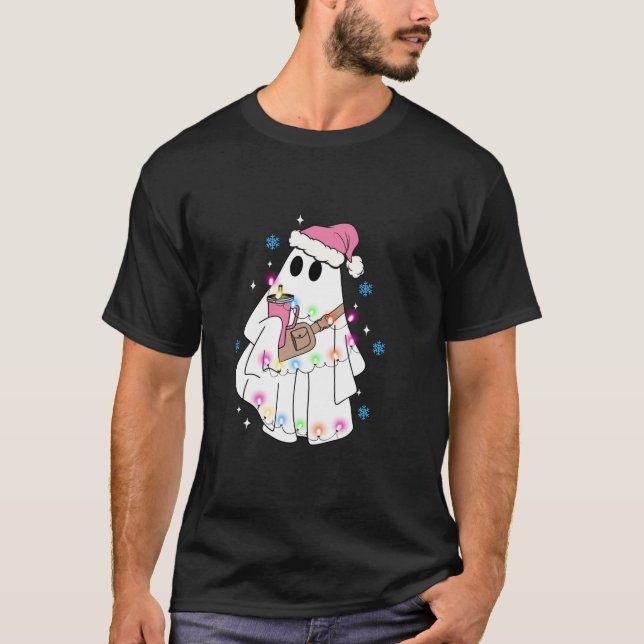 Funny Xmas Boo Jee Ghost Weihnachtsleuchten Long S T-Shirt (Vorderseite)