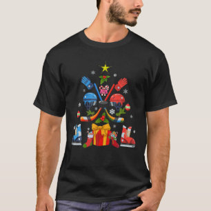 Funny Xmas Boys Ice Hockey Weihnachtsbaum T-Shirt