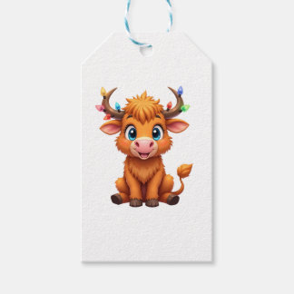 Funny Xmas Cow Lights Boys Girls Cute Highland Cow Geschenkanhänger