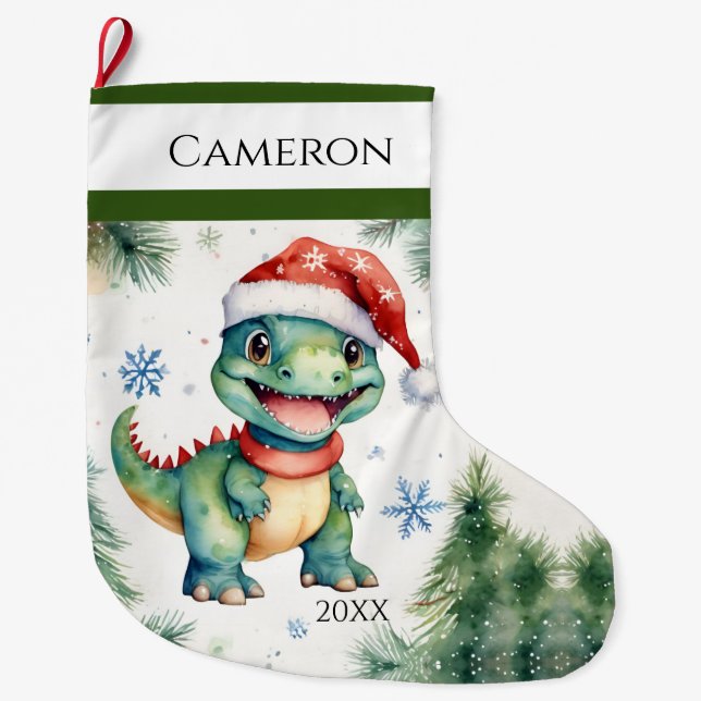 Funny Xmas Dinosaur Großer Weihnachtsstrumpf (Vorderseite)