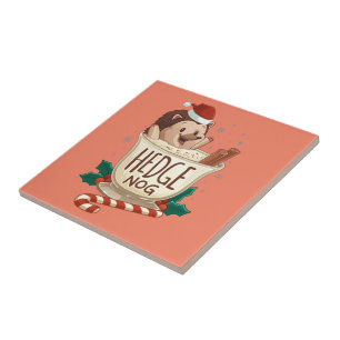 Funny Xmas Hedge Nog Igel Weihnachten Fliese