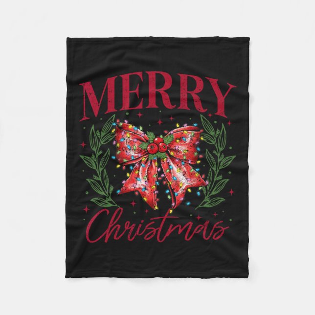 Funny Xmas Holiday Coquette Bow Frohe Weihnachten Fleecedecke (Vorderseite)