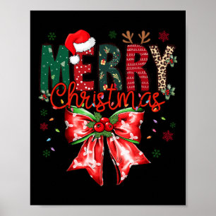 Funny Xmas Holiday Coquette Bow Frohe Weihnachten Poster
