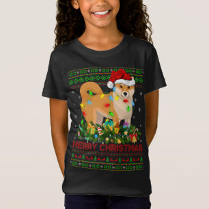 Funny Xmas Leuchtbaum Santa Ugly Shiba Inu Dog T-Shirt