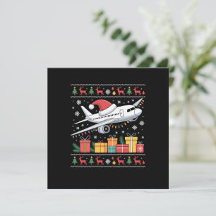 Funny Xmas Leuchtturm Santa Ugly Flugzeug Karte