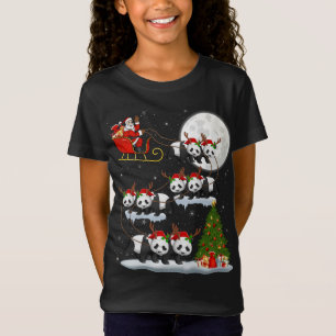 Funny Xmas Licht Tree Santa Riding Panda Christ T-Shirt