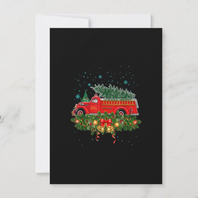 Funny Xmas Lichter Tree Santa Ugly Fire Truck Chr Einladung (Vorderseite)