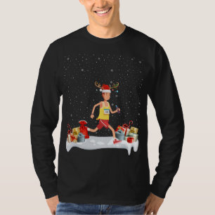 Funny Xmas Lighting Rentier Weihnachtsmannmütze Ma T-Shirt