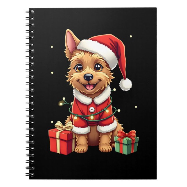 Funny Xmas Lighting Santa Border Terrier Dog Chris Notizblock (Vorderseite)