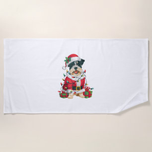 Funny Xmas Lighting Santa Border Terrier Dog Chris Strandtuch