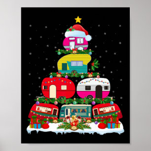 Funny Xmas Lighting Santa Camping Rv Christmas Tre Poster