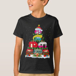 Funny Xmas Lighting Santa Camping Rv Christmas Tre T-Shirt