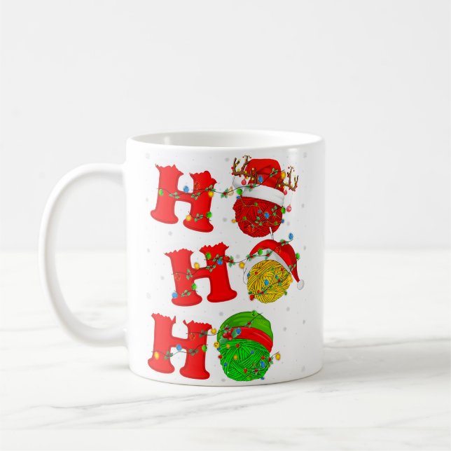 Funny Xmas Lighting Santa Ho Ho Ho Knitting Christ Kaffeetasse (Links)