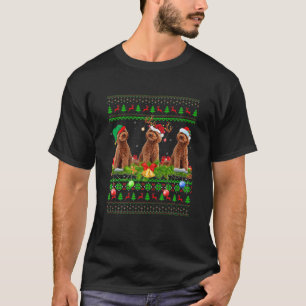 Funny Xmas Lighting Santa Ugly Toy Poodle Dog Chri T-Shirt