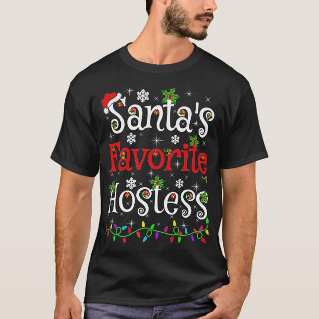 Funny Xmas Lighting Santa's LieblingsHostess Chris T-Shirt (Vorderseite)