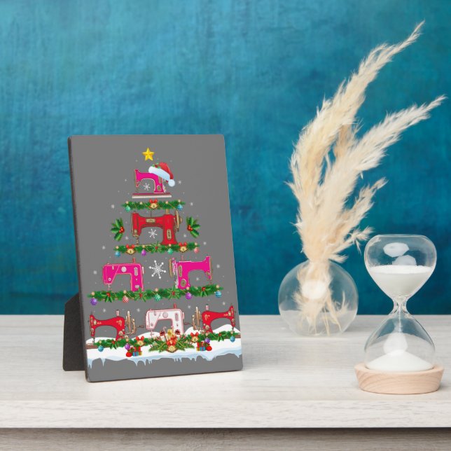 Funny Xmas Lighting Sewing Machine Christmas Tree Fotoplatte (Seite)