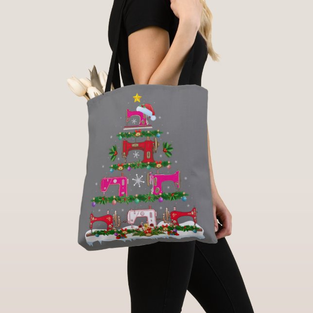 Funny Xmas Lighting Sewing Machine Christmas Tree Tasche (Von Nahem)