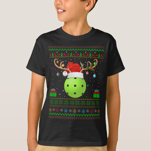 Funny Xmas Lighting Weihnachtsmannmütze Ugly Pickl T-Shirt (Vorderseite)