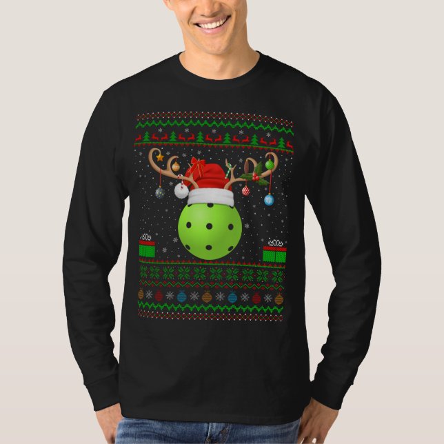 Funny Xmas Lighting Weihnachtsmannmütze Ugly Pickl T-Shirt (Vorderseite)