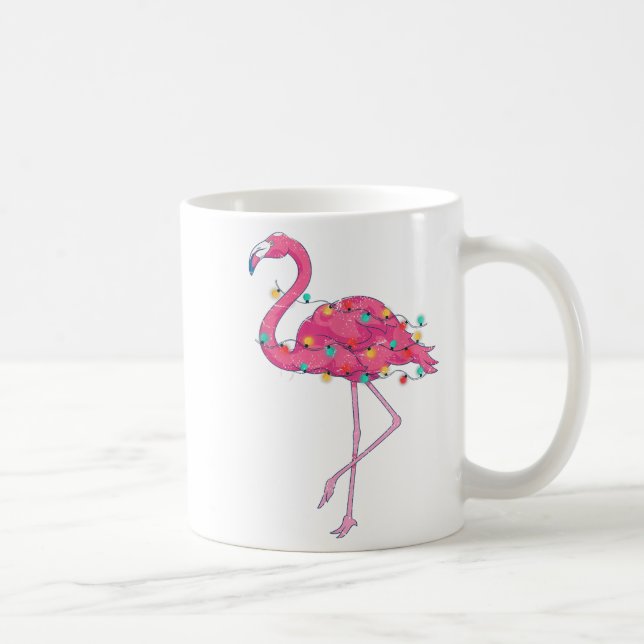 Funny Xmas Lights Nk Flamingo Trocal Weihnachten Kaffeetasse (Rechts)
