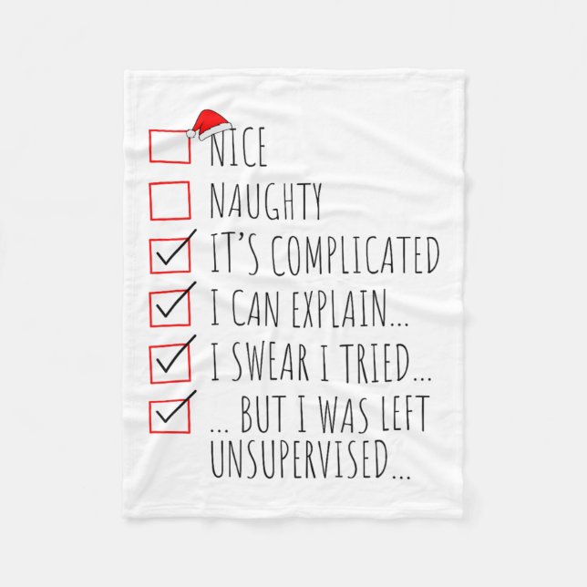 Funny Xmas Nice Naughty List I Can Explain I Swear Fleecedecke (Vorderseite)