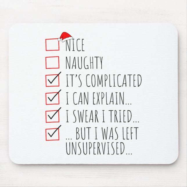 Funny Xmas Nice Naughty List I Can Explain I Swear Mousepad (Vorne)
