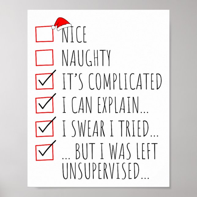 Funny Xmas Nice Naughty List I Can Explain I Swear Poster (Vorne)