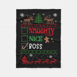 Funny Xmas Nice Naughty List Weihnachtsboss Fleecedecke